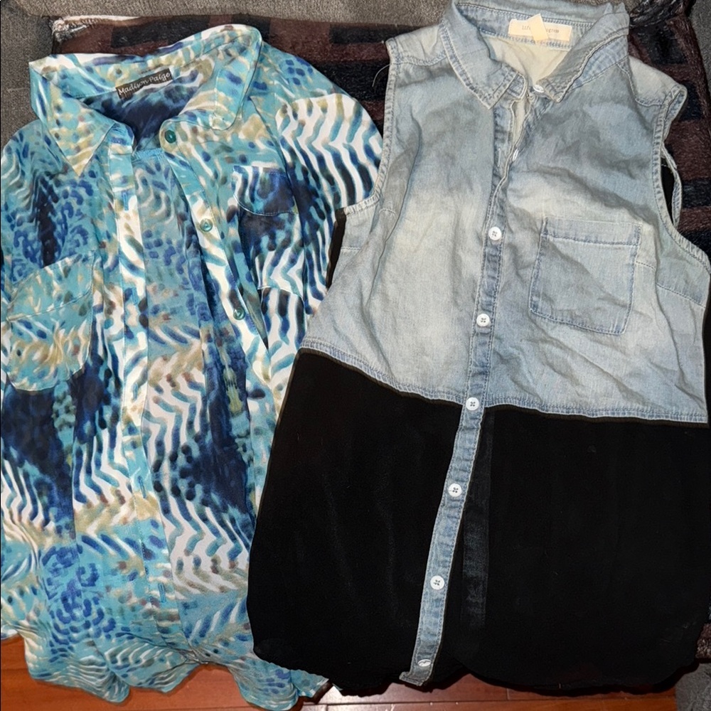Blue and Black womens sheer tops
